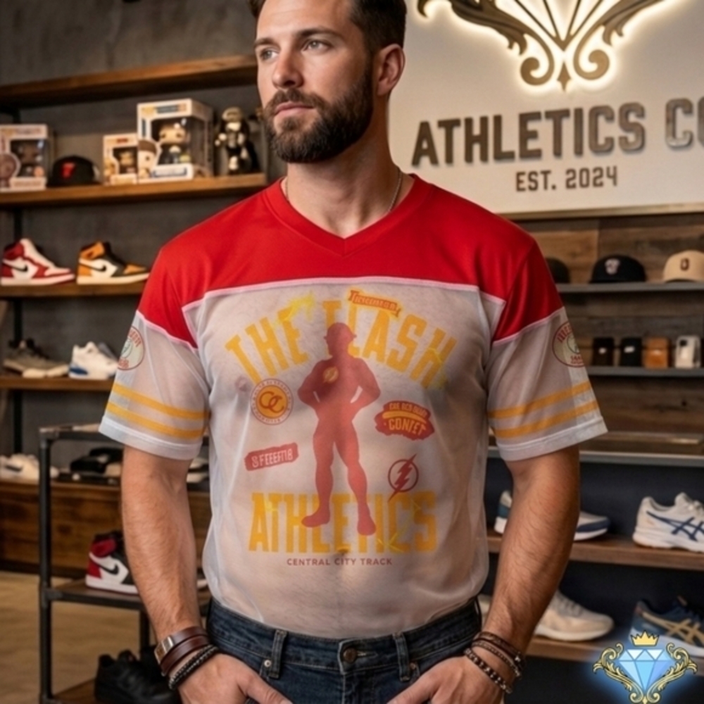 DC Comics x Romwe The Flash Athletics Mesh Jersey Shirt - Large
